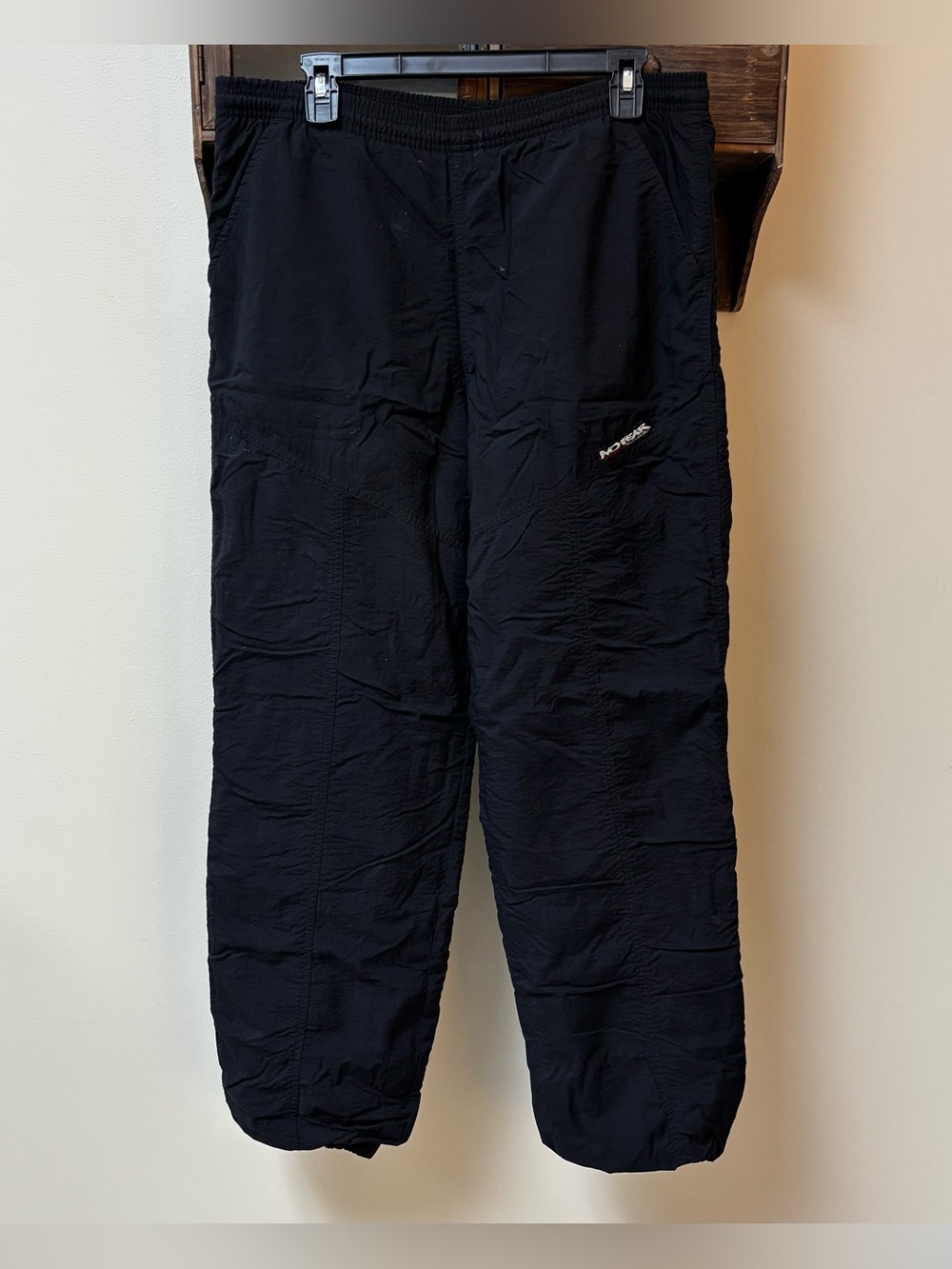 No Fear 1990s Vintage Baggy Nylon Sweatpants Black Streetwear Size Medium